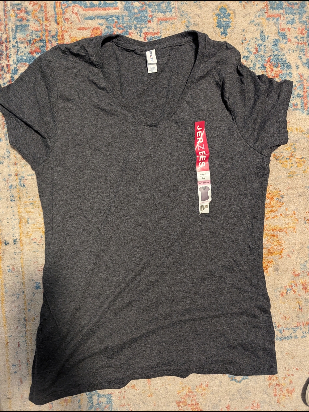 Jerzees Women’s Dark Charcoal V-Neck Short Sleeve Tee